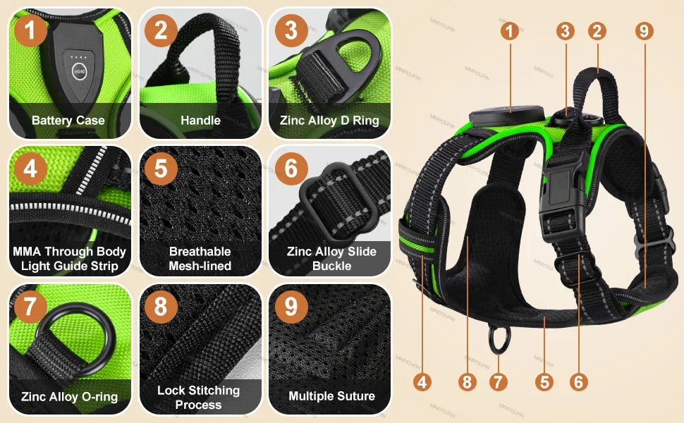 LED No-Pull Dog Harness